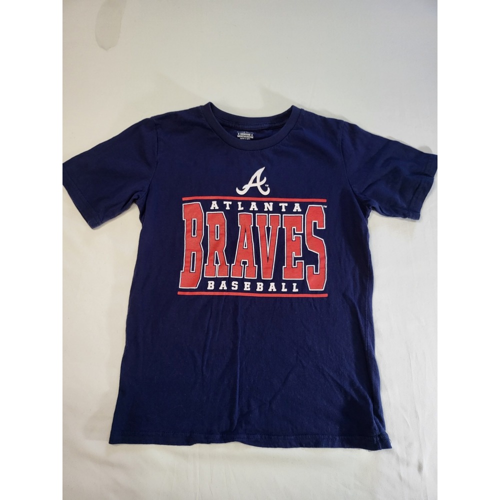 Gen2 Atlanta Braves Baseball Kids Navy Blue Graphic T-Shirt Size M 10-12